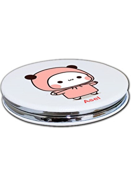 Dudu Bubu Baskılı Ayna 7 cm Çift Taraflı Kapaklı ve Büyüteçli Cep Aynası Sevgiliye Özel