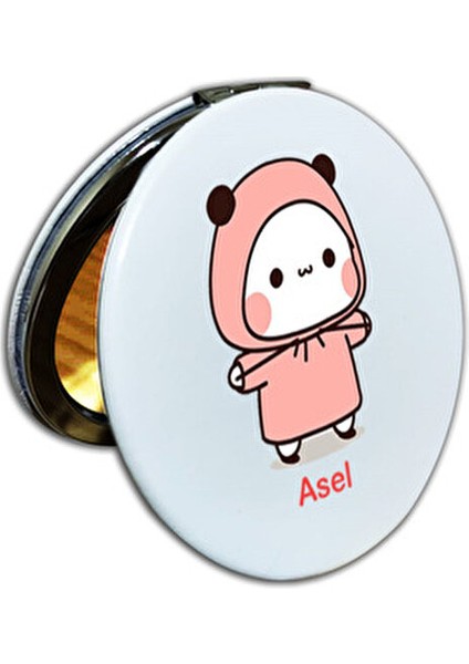 Dudu Bubu Baskılı Ayna 7 cm Çift Taraflı Kapaklı ve Büyüteçli Cep Aynası Sevgiliye Özel