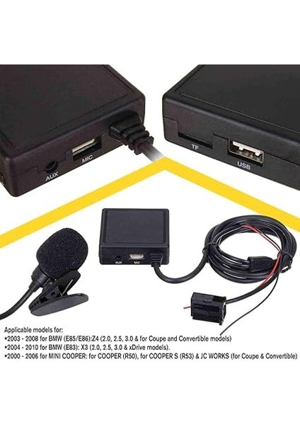 E85 83 Z4 X3 Mini Cooper Bt 5.0 Mikrofonlu Aux Adaptörü SKU10 USB Tf Kart Girişi fırsatları