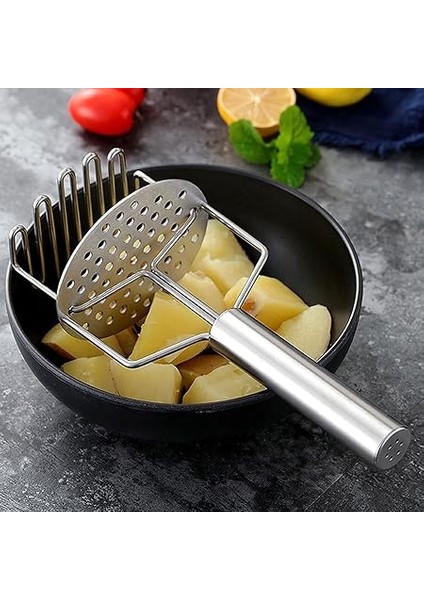 Paslanmaz Çelik Yaylı Patates Ezici - 24,5 cm Patates Presi | Ergonomik Saplı Sebze Ezme Aleti | Manuel Püre Yapıcı | fırsatları