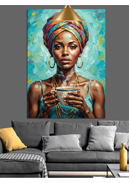 Geleneksel Afrikalı Kadın Portresi Dekoratif Kanvas - Mdf Ahşap Tablo fiyatları