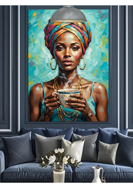 Geleneksel Afrikalı Kadın Portresi Dekoratif Kanvas - Mdf Ahşap Tablo modelleri