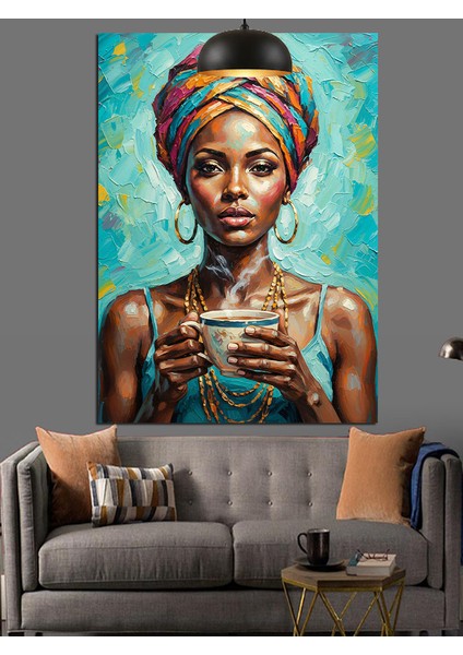 Geleneksel Afrikalı Kadın Portresi Dekoratif Kanvas - Mdf Ahşap Tablo fırsatları