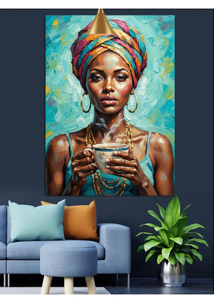 Geleneksel Afrikalı Kadın Portresi Dekoratif Kanvas - Mdf Ahşap Tablo indirimleri