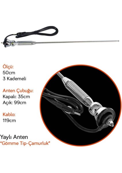 Pmx Üniversal Yaylı Anten Gömme Nikel Krom Çamurluk Anteni Uzayabilen modelleri