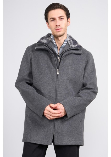 Kagı K26 2512 Füme Erkek Yaka Kurklu Kase Kaban