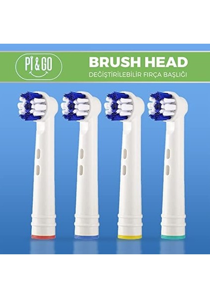 Pi&go Oral B Şarjlı Diş Fırçası Uyumlu Yedek Başlık - Elektrikli Diş Fırçası Yedek Başlığı, 4 Adet modelleri