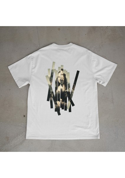 Mona Tasarım Baskılı Beyaz Oversize T-Shirt