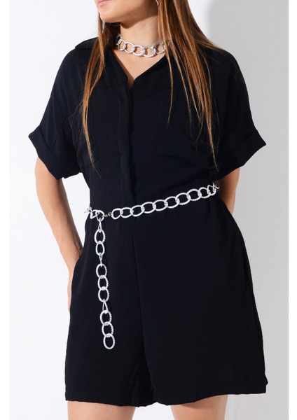 Pınkmark Kadın Gümüş Alüminyum Hafif Zincir Kemer PMKM25682