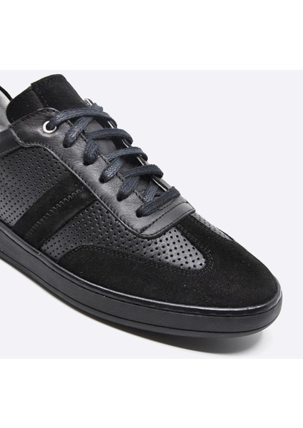 Hakiki Deri Sneaker Erkek Ayakkabı Siyah 9870 fırsatları