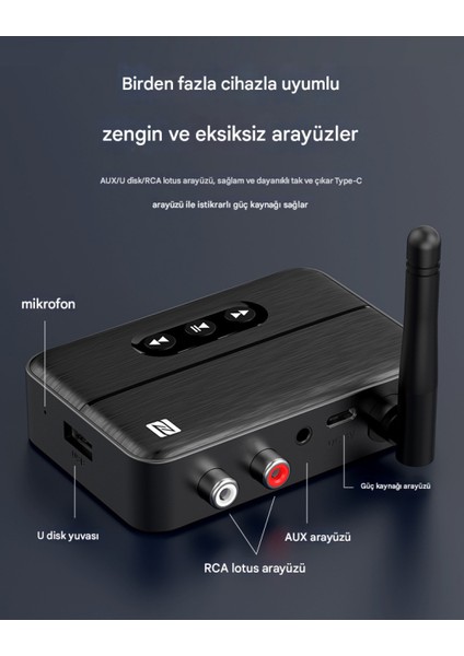 Antenli Bluetooth Adaptör Bluetooth 5.4 Receiver Aux USB Rca Wireless Araç Hoparlör Kulaklık Bluetooth Kiti modelleri