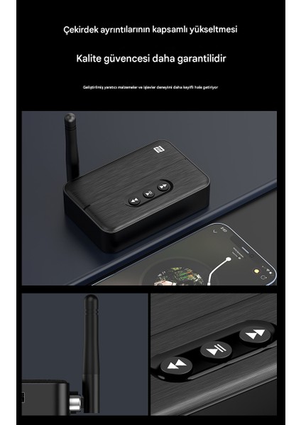 Antenli Bluetooth Adaptör Bluetooth 5.4 Receiver Aux USB Rca Wireless Araç Hoparlör Kulaklık Bluetooth Kiti