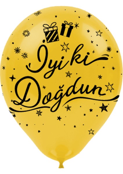 Metalik Balon Çepeçevre Baskılı 100LÜ -Altın Siyah Iyiki Doğdun- fiyatları