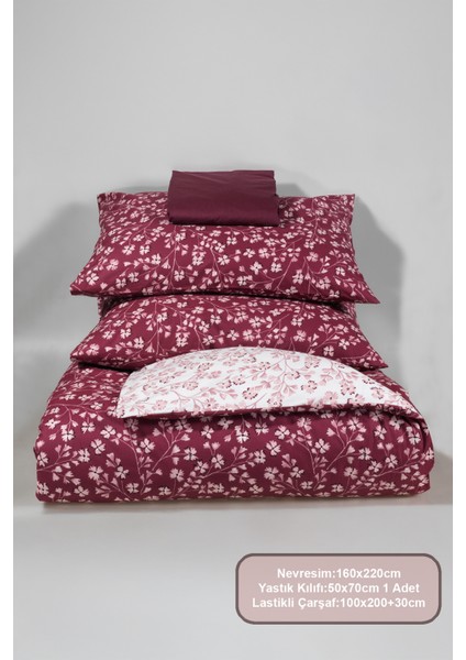 Jasmin Nevresim Takımı Tek Kişilik (160X220 Cm) Bordo