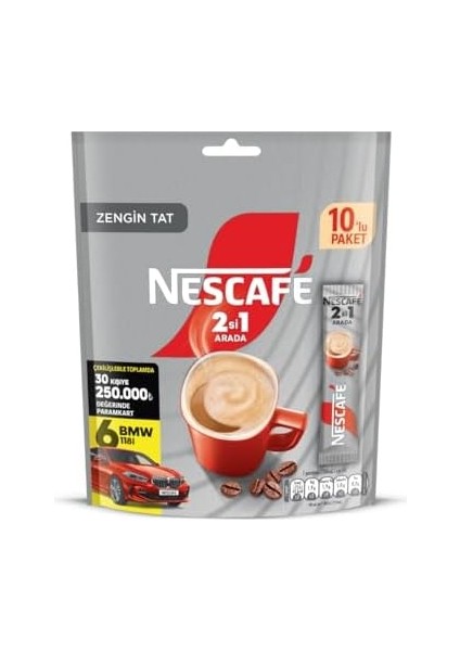 Nescafé 2'si 1 Arada Çözünebilir Kahve Karışımı 120 Adet (10 x 10 G) x 12 modelleri