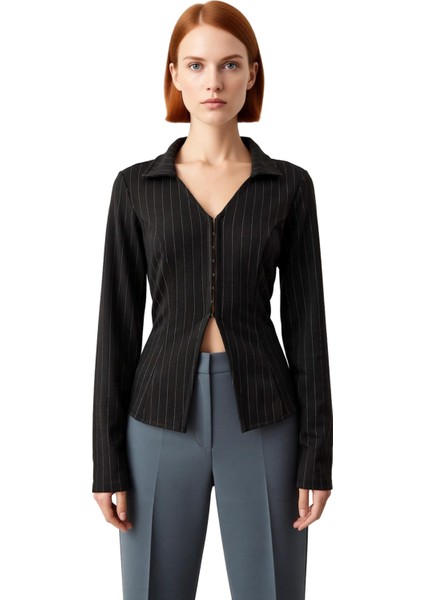 Kadın Polo Yaka Agraflı Esnek Örme Bluz Şık ve Rahat Bir Seçenek Kaliteli Şık Rahat Modern modelleri