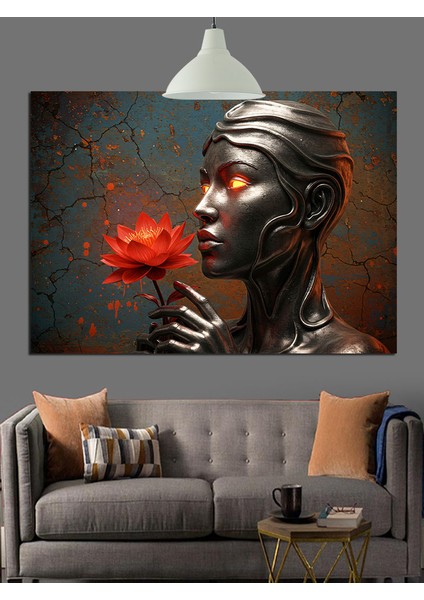 Parlak Siyah Robot Kadın Dekoratif Kanvas - Mdf Ahşap Tablo