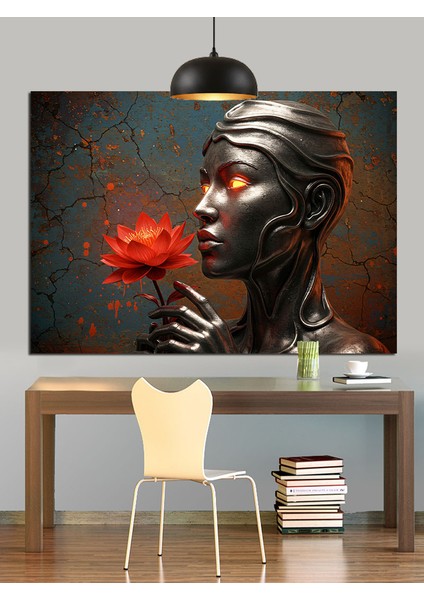 Parlak Siyah Robot Kadın Dekoratif Kanvas - Mdf Ahşap Tablo fiyatları