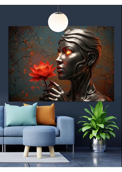Parlak Siyah Robot Kadın Dekoratif Kanvas - Mdf Ahşap Tablo modelleri