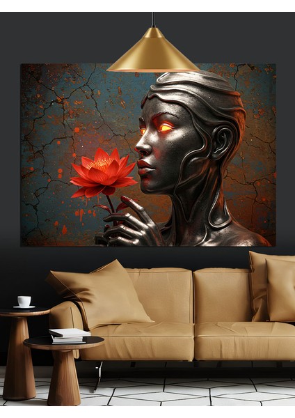 Parlak Siyah Robot Kadın Dekoratif Kanvas - Mdf Ahşap Tablo fırsatları