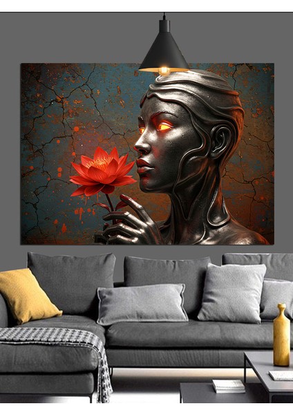Parlak Siyah Robot Kadın Dekoratif Kanvas - Mdf Ahşap Tablo indirimleri