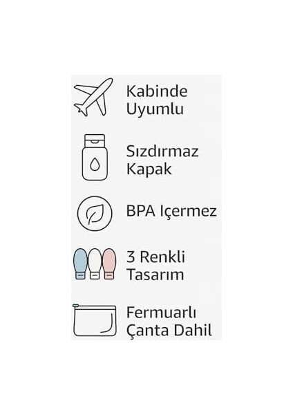 Suwors 3&apos;lü Seyahat Şişesi Seti – 60ML Sızdırmaz Krem ve Losyon Şişesi | Uçak Uyumlu, Bpa Içermez, Renkli & Yumuşak, Fermuarlı Şeffaf Taşıma Çantası Dahil modelleri