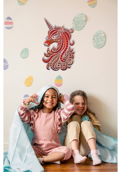 Duvar Dekoru Kız Çocuk Odası Dekorasyonu "Unikorn" Ahşap Duvar Süsü El İşçiliği ile Boyanmış fiyatları