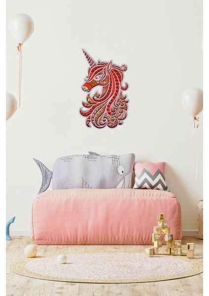 Duvar Dekoru Kız Çocuk Odası Dekorasyonu "Unikorn" Ahşap Duvar Süsü El İşçiliği ile Boyanmış modelleri