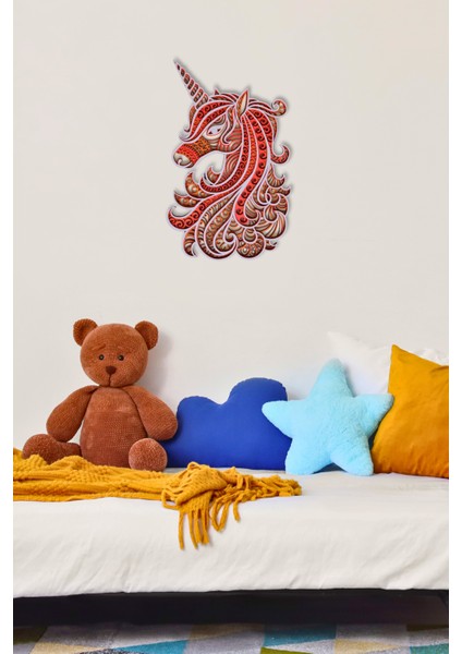 Duvar Dekoru Kız Çocuk Odası Dekorasyonu "Unikorn" Ahşap Duvar Süsü El İşçiliği ile Boyanmış indirimleri