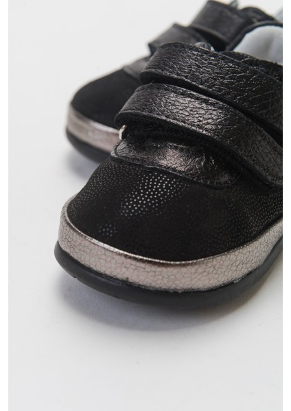 Kız Çocuk Siyah Hakiki Deri İlk Adım Günlük Ayakkabı