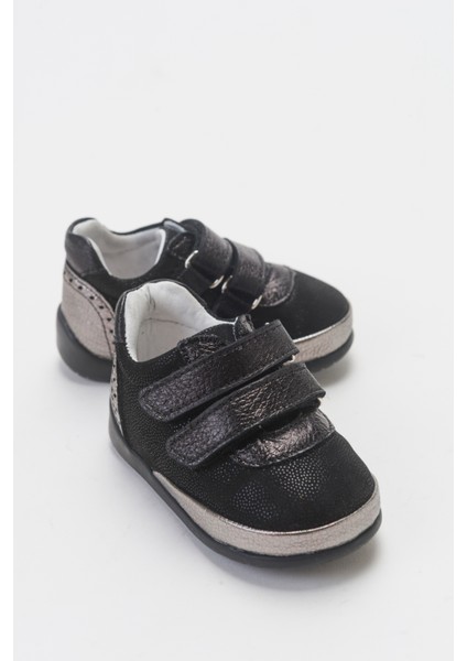 Kız Çocuk Siyah Hakiki Deri İlk Adım Günlük Ayakkabı