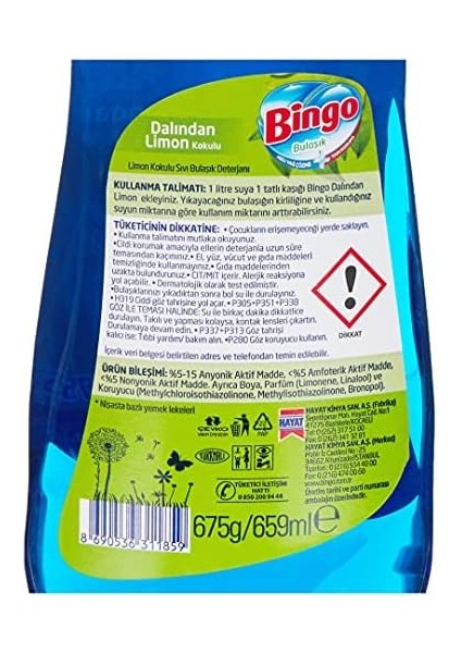 Bingo Dalından Limon Kokulu Bulaşık Deterjanı (1 x 675 G) modelleri