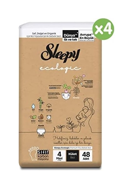 Sleepy Ecologic Ultra Paket Külot Bez 4 Numara Maxi 192 Adet fiyatları