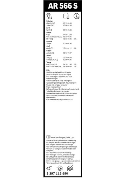 Aerotwin Silecek Seti [475/425 Mm] AR566S 3397118990 modelleri