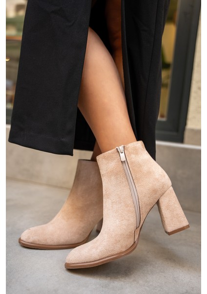 Tobin Bej Süet Fermuarlı Kadın Bot modelleri