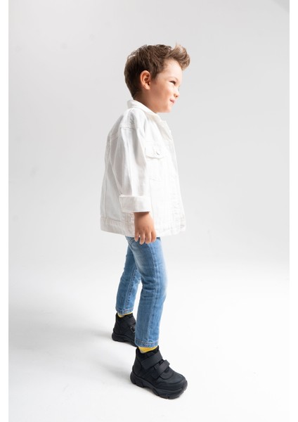 Erkek Çocuk Siyah Hakiki Deri Anatomik Günlük Bot