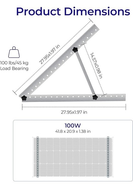 28 Inç Ayarlanabilir Güneş Paneli Montaj Braketleri, Karavan, Çatı, Tekne, Tüm Şebekeler Için Her Düz Yüzeyde Katlanabilir Eğim Ayakları fiyatları