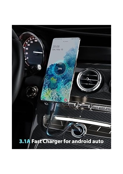 [1 Paket] USB C Kablo Kısa 30CM/0.3M 10 Gbps Veri Usb3.2 Gen2 Tip C Android Oto Kablosu Qc3.0 3.1A USB A'dan C Hızlı Şarj Cihazı Samsung NOTE20 Galaxy S23/S22 Z Flip 5 Tabs9 Pixel 8 Pro Gri fırsatları