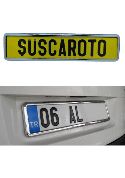 Krom Çerçeveli Esnek Araç Takmatik Plakalık Oto Plakalık Plaka Altı Altlığı Plaka Tutucu Yeni Nesil Plakalık 1 Adet