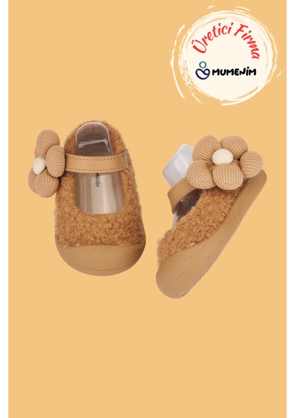 Lebom Kız Bebek ve Çocuk Taba Ortopedik Kaymaz Taban Günlük Babet Ayakkabı - Esnek ve Rahat Kalıp