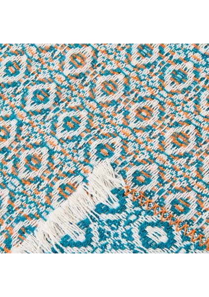 Soft Zemira Pamuklu Tek Kişilik Battaniye - Mavi / Turuncu - 150X200 cm modelleri