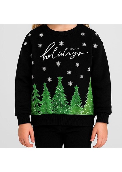 Iz Çocuk Şardonlu “happy Holidays” Baskılı Sweatshirt (8-12 Yaş)