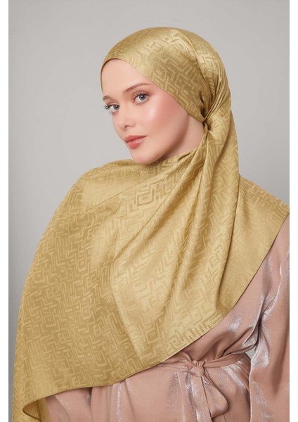 Yağ Yeşili Kiril Desen Jakarlı Janjan Şal fiyatları