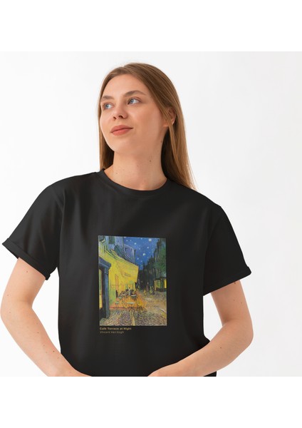 Café Terrace At Night Tişört - Siyah fiyatları