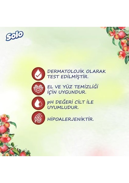 Solo Doğal Hijyen Elma & Karbonat Islak Mendil, 12&apos;li, 600 Yaprak fiyatları
