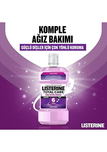 Listerine, Total Care, Diş Koruyucu, 6 Etkili Florürlü Ağız Bakım Ürünü, Hafif Tat, Sıfır Alkol, Nane Aromalı, 250ML modelleri