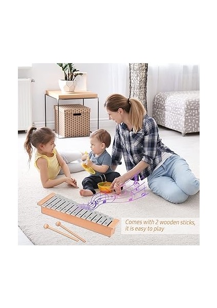 13-Note Glockenspiel Taşınabilir Alüminyum Piyano Ksilofon Vurmalı Çalgı Müzik Aleti Tahta Sopalarla fırsatları