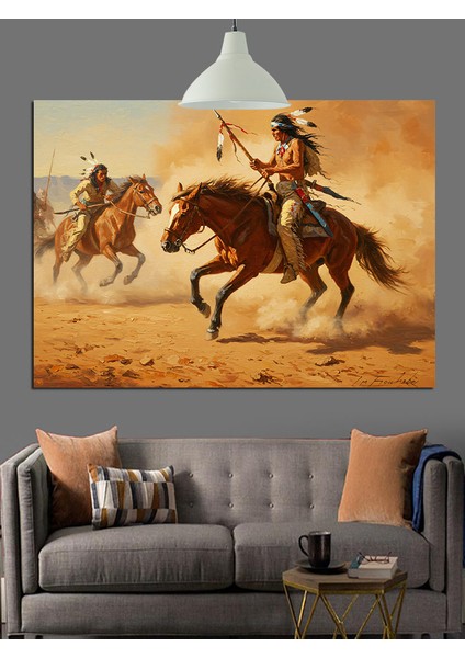 Vahşi Batı Kızılderililer Dekoratif Kanvas - Mdf Ahşap Tablo fiyatları
