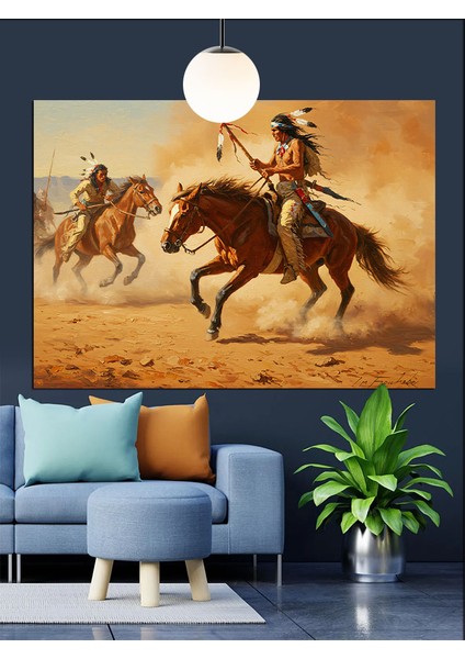 Vahşi Batı Kızılderililer Dekoratif Kanvas - Mdf Ahşap Tablo fırsatları