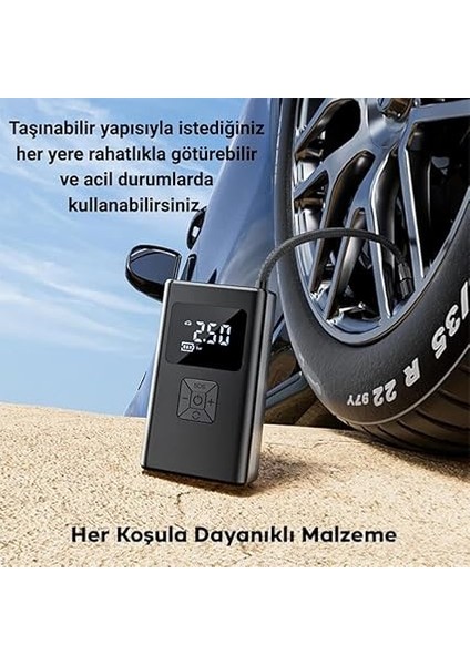 150PSİ Dijital Ekranlı Taşınabilir Şarjlı Hava Kompresörü – Araç, Motosiklet, Bisiklet Pompası fırsatları